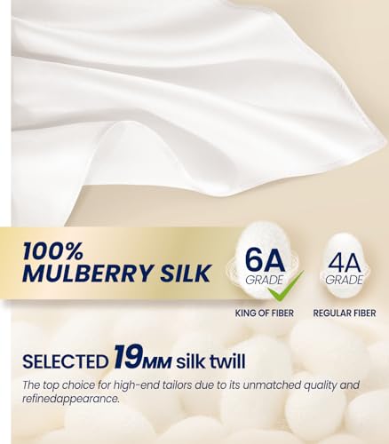 Selected Hanky 100% Pure Silk Pocket Square Solid Ivory - Image 2