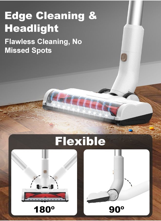 Xoopla Cordless Vacuum Cleaner – 30KPa /400W Powerful Suction Stick Vacuum with LED Touch Screen, 60 Mins Runtime, 7-Stage HEPA, Wall-Mount, Lightweight Handheld Vacuum for Home/Car/Office,Hard Floor/Carpet（With Electric Rolling Brush)  - Image 3