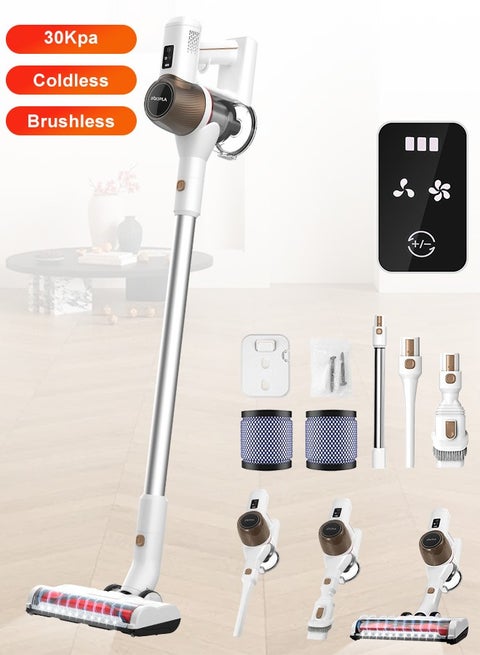 منظف ​​مكسّل من اللاسلكي-30 كيلو بايت/400 واط ، فراغ شفط قوي مع شاشة تعمل باللمس LED ، وقت تشغيل 60 دقيقة ، HEPA من 7 مراحل ، جدار ، فراغ محمول خفيف الوزن للمنزل/السيارة/المكتب ، الأرضية الصلبة/السجاد （مع فرشاة التدحرج الكهربائية））
