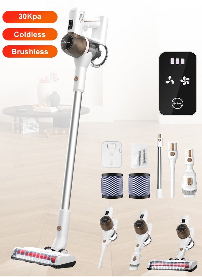 Xoopla Cordless Vacuum Cleaner – 30KPa /400W Powerful Suction Stick Vacuum with LED Touch Screen, 60 Mins Runtime, 7-Stage HEPA, Wall-Mount, Lightweight Handheld Vacuum for Home/Car/Office,Hard Floor/Carpet（With Electric Rolling Brush)  - Image 1