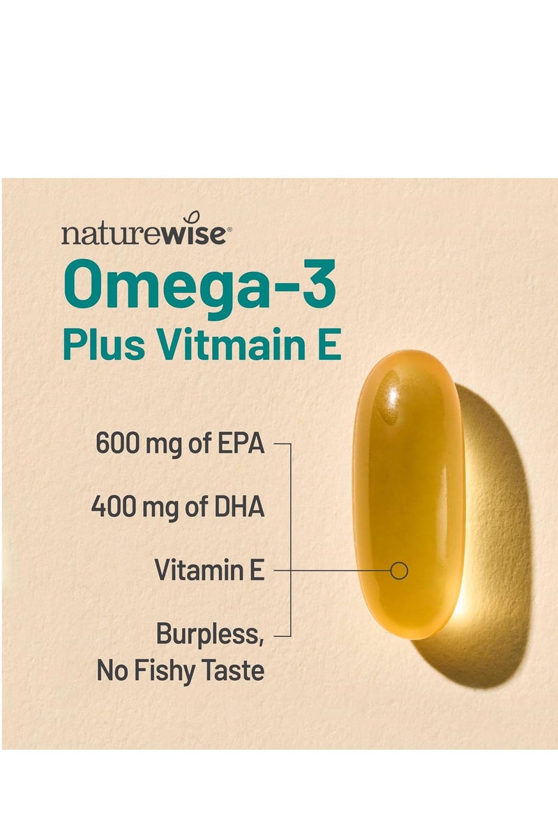NatureWise NatureWise Extra-Strength Omega 3 Fish Oil Supplement - 1000mg per Serving - 600 EPA & 400 DHA and Vitamin E - Support for Heart & Brain Health - Lemon Flavor, Non-GMO - 180 Softgels[3-Month Supply] - Image 3