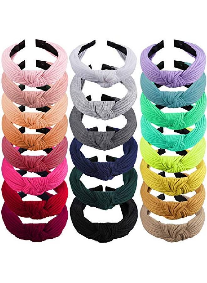 SIQUK 22 Pieces Top Knot Headbands Rib Knot Headband Wide Hairband Turban Cross Knotted Headbands For Woman And Girls 22 Colors  - Image 1