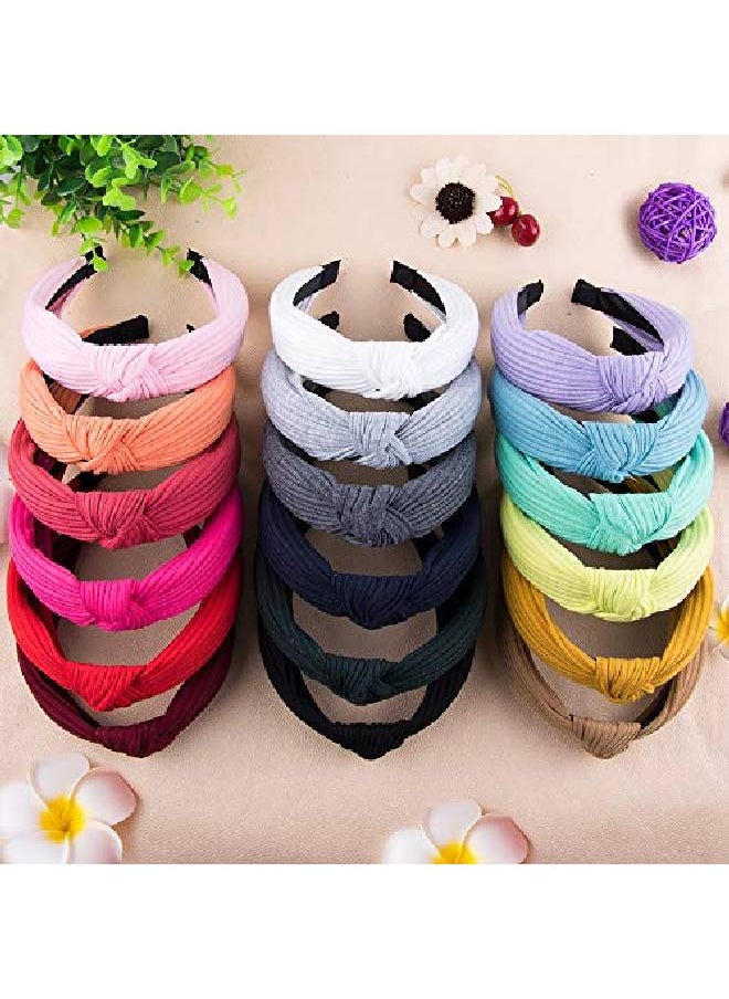 SIQUK 22 Pieces Top Knot Headbands Rib Knot Headband Wide Hairband Turban Cross Knotted Headbands For Woman And Girls 22 Colors  - Image 5