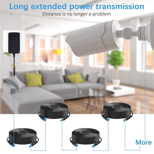 FEDUS Dc Male to Female Plug Cable 20AWG DC Power Adapter Extension Cord 2.1mm x 5.5mm DC 12V Power Adapter Dc Extension Cord for CCTV Camera, DVR,NVR,LED Strip,Baby Monitor,IP Camera, 5 Meter Black - Image 3