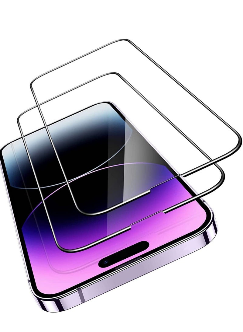 HuHa Ultra-Tough Tempered Glass for iPhone 14 Pro Max 6.7 inch, Easy Alignment Frame, 2 Pack  - Image 1