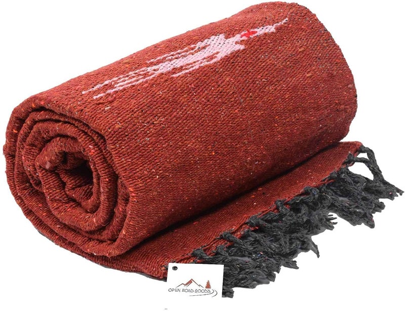 Open Road Goods Yoga Blanket - Thick Mexican Thunderbird Blanket - Handmade and Made for Yoga! (Red Earth) - Image 4