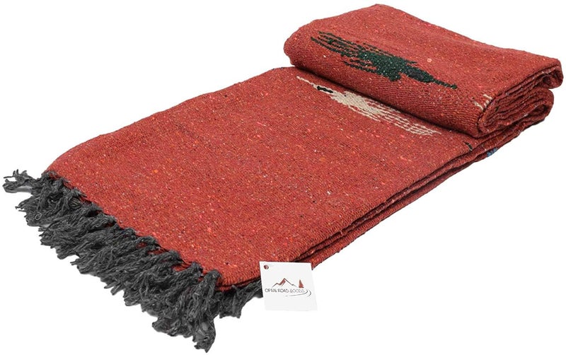 Open Road Goods Yoga Blanket - Thick Mexican Thunderbird Blanket - Handmade and Made for Yoga! (Red Earth) - Image 3