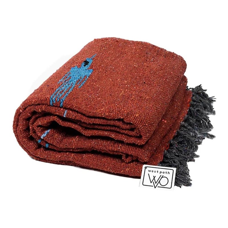 Open Road Goods Yoga Blanket - Thick Mexican Thunderbird Blanket - Handmade and Made for Yoga! (Red Earth) - Image 1