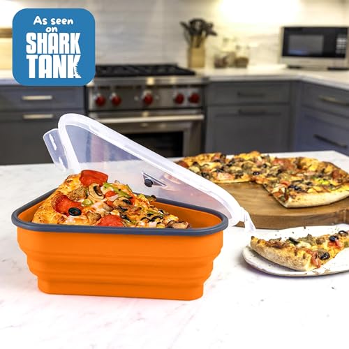 PIZZA PACK The Perfect Reusable Pizza Storage Container with 5 Microwavable Serving Trays - BPA-Free Adjustable Pizza Slice Container to Organize & Save Space, Orange - Image 5