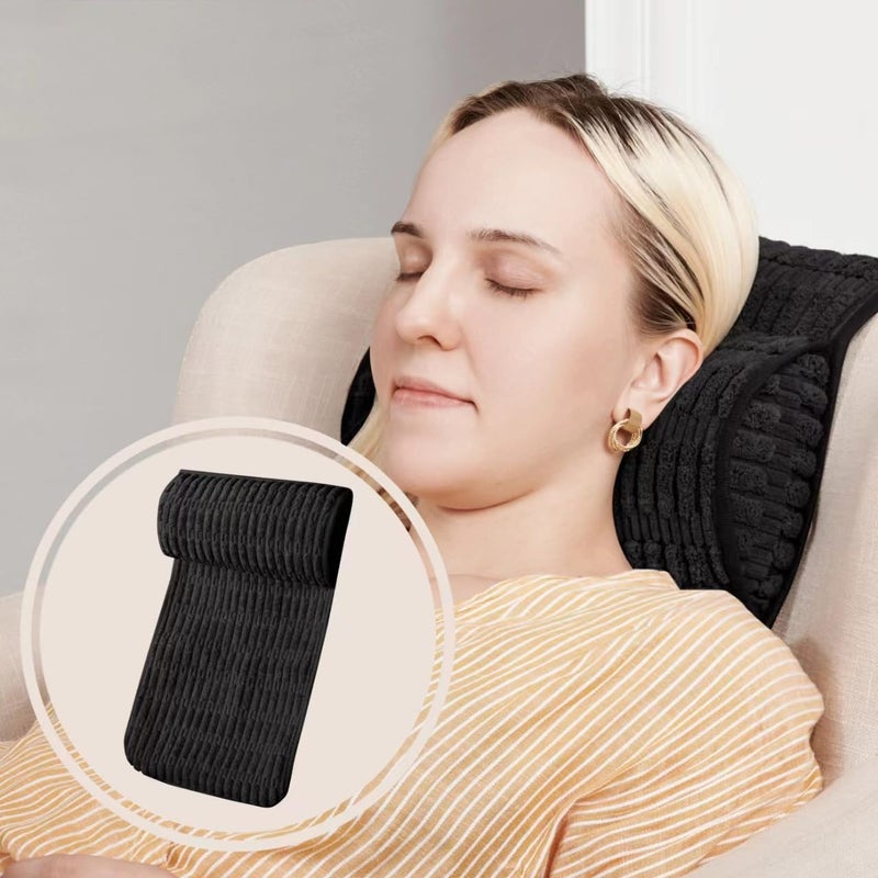 WdFour Headrest Memory Pillow Support Cushions for Neck Back or Leg for Sofas Recliners Office Chairs Massage Chairs for Neck Pain Relief and Cervical Support Black 13 Wx55 Lx3 D 1PC