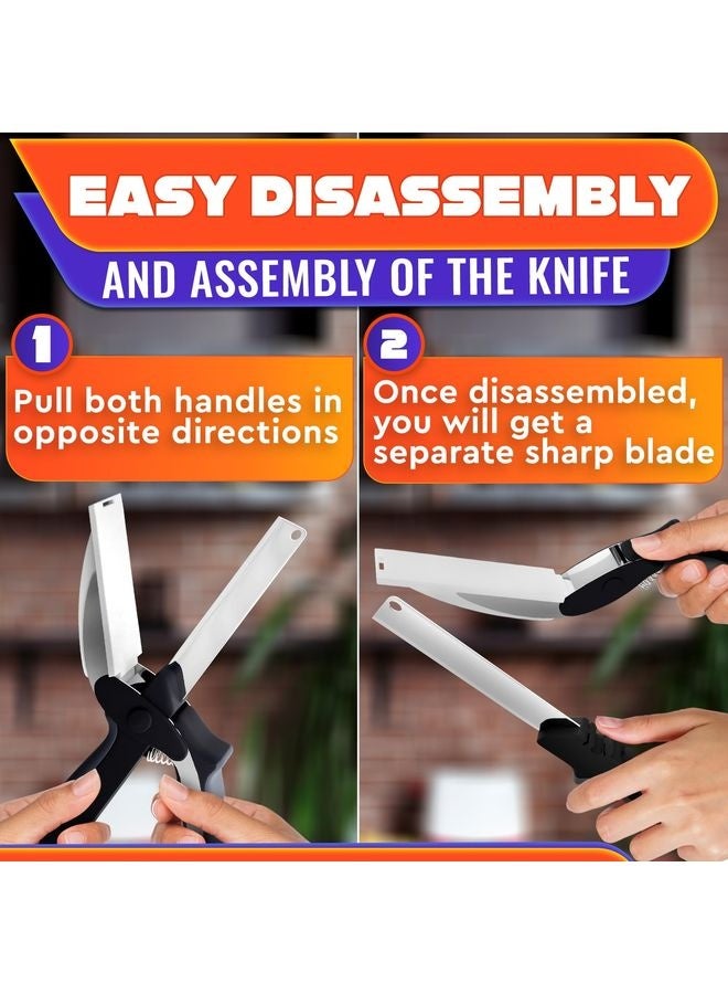 هومستر مقص المطبخ للطعام -2 في 1 مقص لوح القطع وسكين الطماطم مع آلية القفل وشفرات الفولاذ المقاوم للصدأ -مقص المطبخ متعدد الوظائف للتقطيع بدون جهد - Image 5