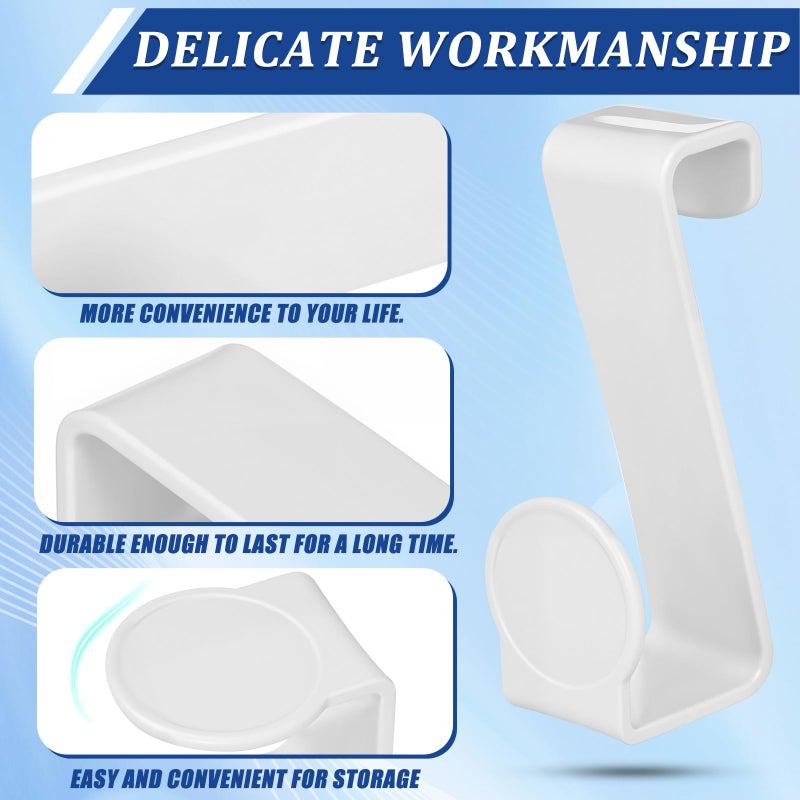 White Z Shaped Plastic Toilet Seat Hooks 2 Pack Over Door Bathroom Kitchen Hanging Hooks - Image 4