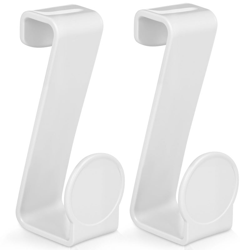White Z Shaped Plastic Toilet Seat Hooks 2 Pack Over Door Bathroom Kitchen Hanging Hooks - Image 2