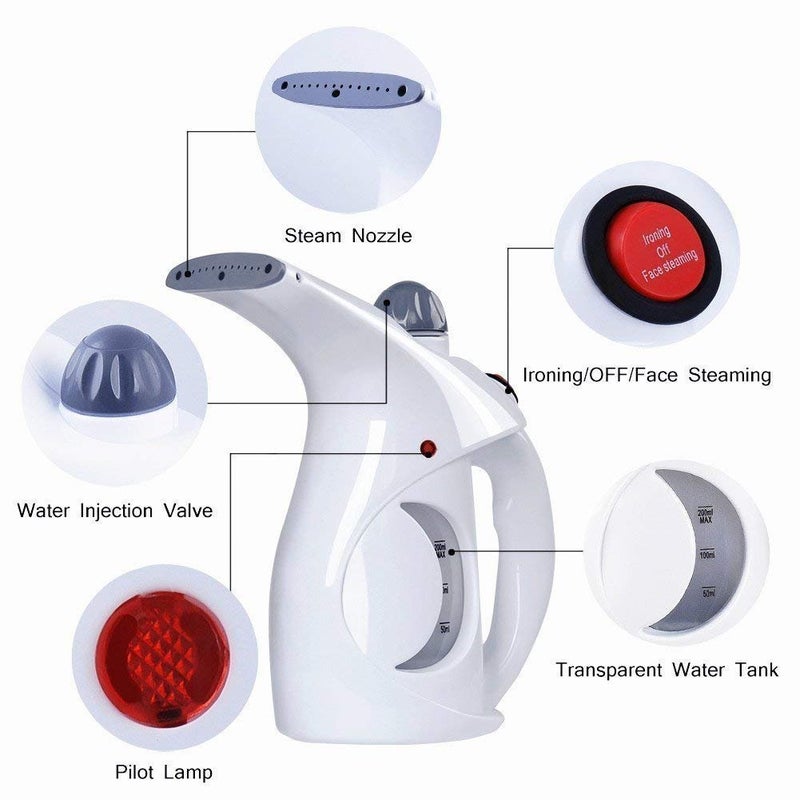 DONDA 2 in 1 Handheld Garment Steamer for Clothes Portable Fabric Steam Brush Facial Steamer for Face and Nose Cold and Cough Vaporizer Multicolor - Image 3