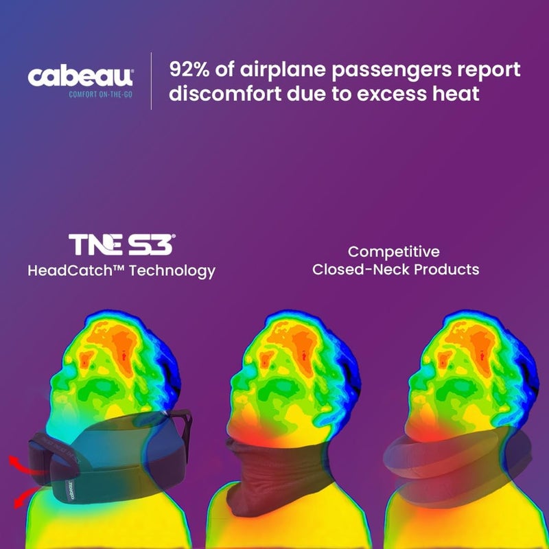 Cabeau Travel Neck Pillows for Airplanes – The Neck’s Evolution, TNE S3 – Supportive Memory Foam Design for Long Haul Flights – Attachable Seat Straps and 360° Support (Berlin Grey) - Image 3