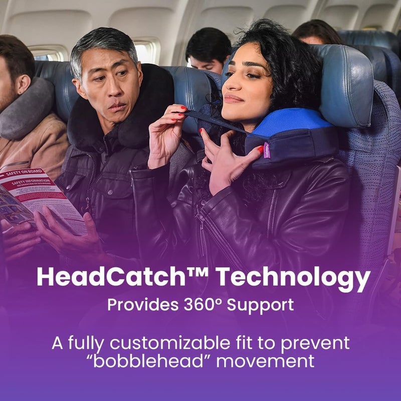 Cabeau Travel Neck Pillows for Airplanes – The Neck’s Evolution, TNE S3 – Supportive Memory Foam Design for Long Haul Flights – Attachable Seat Straps and 360° Support (Berlin Grey) - Image 4