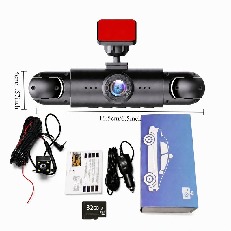 A 360 Panoramic 4 Channel Full HD Dashcam With 32G SD Card Y109 Rear Cam 5 43 Inch Ultra Wide Display Quad View Split Screen HD Night Vision G Sensor Loop Recording 24H Parking Monitor Travel Accessory - Image 5