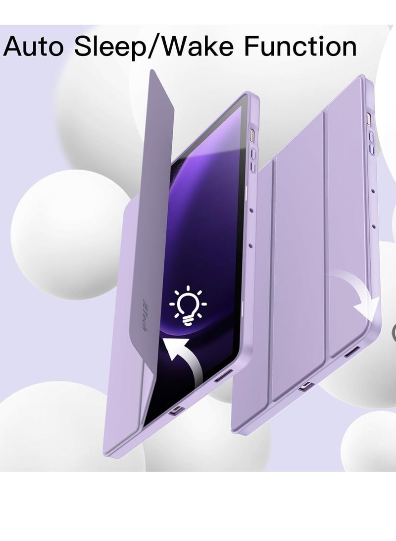 Raxoom Case for Samsung Galaxy Tab S9 FE+ / S9 FE Plus 12.4-Inch â€“ Soft TPU Tri-Fold Stand Protective Cover with S Pen Holder, S Pen Charging Support, Auto Wake/Sleep (Light Purple) - Image 5