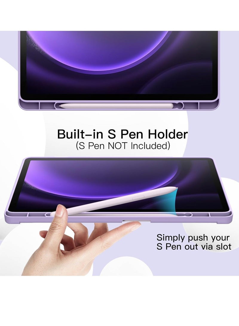 Raxoom Case for Samsung Galaxy Tab S9 FE+ / S9 FE Plus 12.4-Inch â€“ Soft TPU Tri-Fold Stand Protective Cover with S Pen Holder, S Pen Charging Support, Auto Wake/Sleep (Light Purple) - Image 3