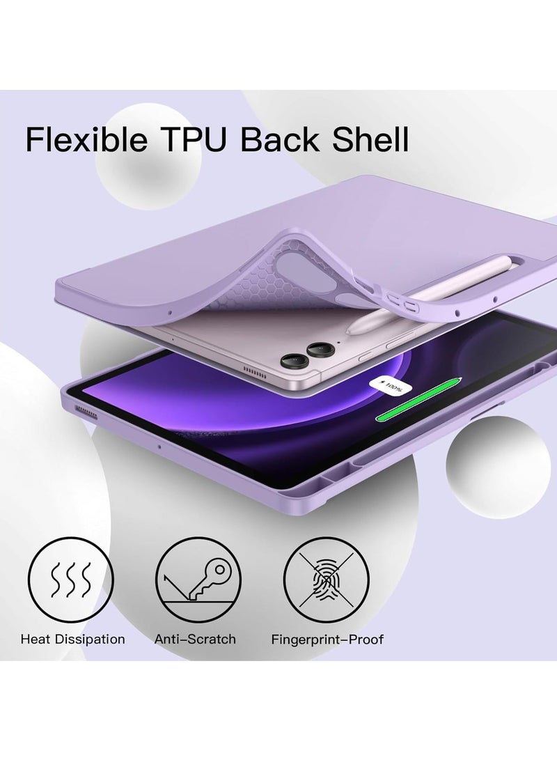 Raxoom Case for Samsung Galaxy Tab S9 FE+ / S9 FE Plus 12.4-Inch â€“ Soft TPU Tri-Fold Stand Protective Cover with S Pen Holder, S Pen Charging Support, Auto Wake/Sleep (Light Purple) - Image 4