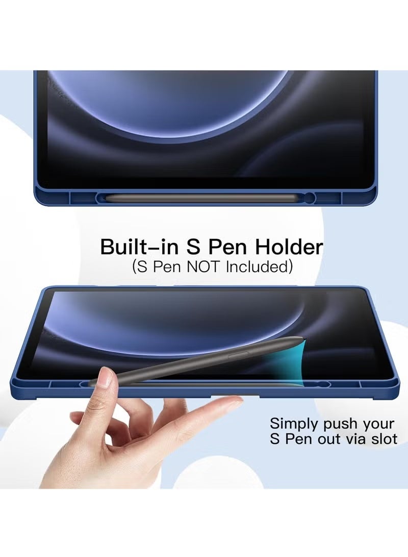 Raxoom Case for Samsung Galaxy Tab S9 FE+ / S9 FE Plus 12.4-Inch â€“ Soft TPU Tri-Fold Stand Protective Cover with S Pen Holder, S Pen Charging Support, Auto Wake/Sleep blue - Image 3