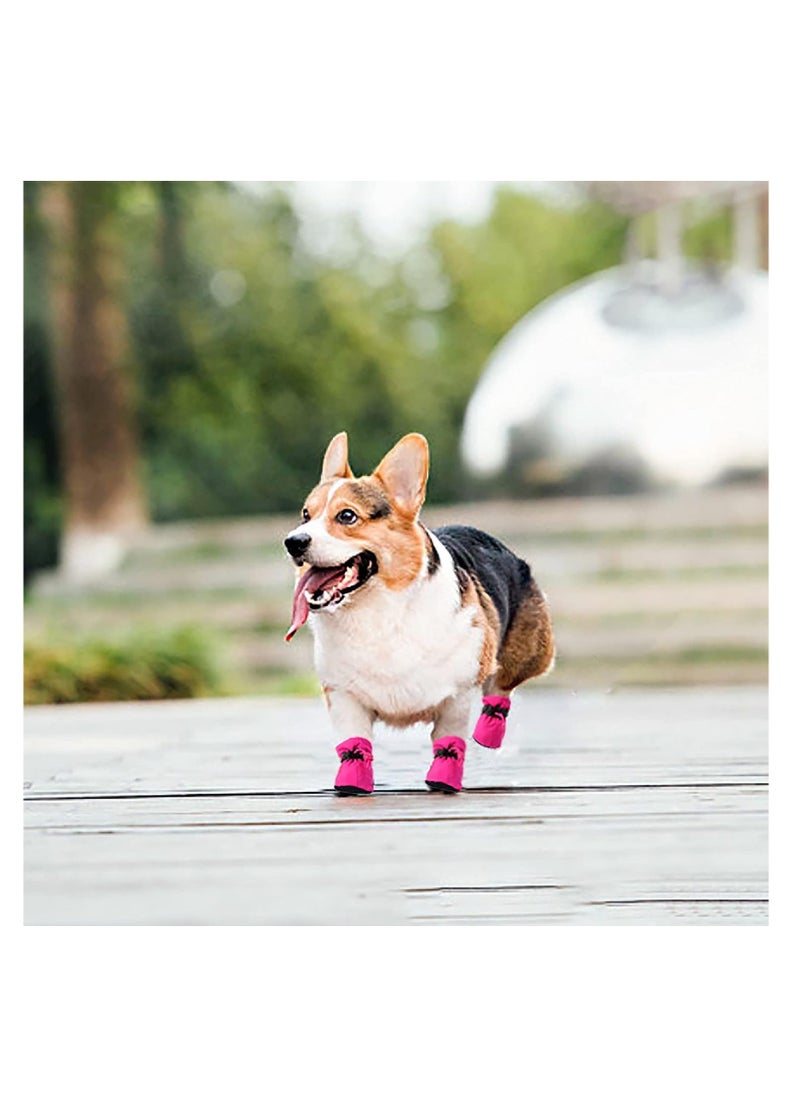 KASTWAVE 2 Pack Dog Shoes for Small Dogs, Anti-Slip Dogs Boots Paw Protector for Winter Snowy Day, Summer Hot Pavement Dog Booties with Reflective Straps, Cat Dog Shoe for Indoor Hardfloors (Pink)  - Image 2