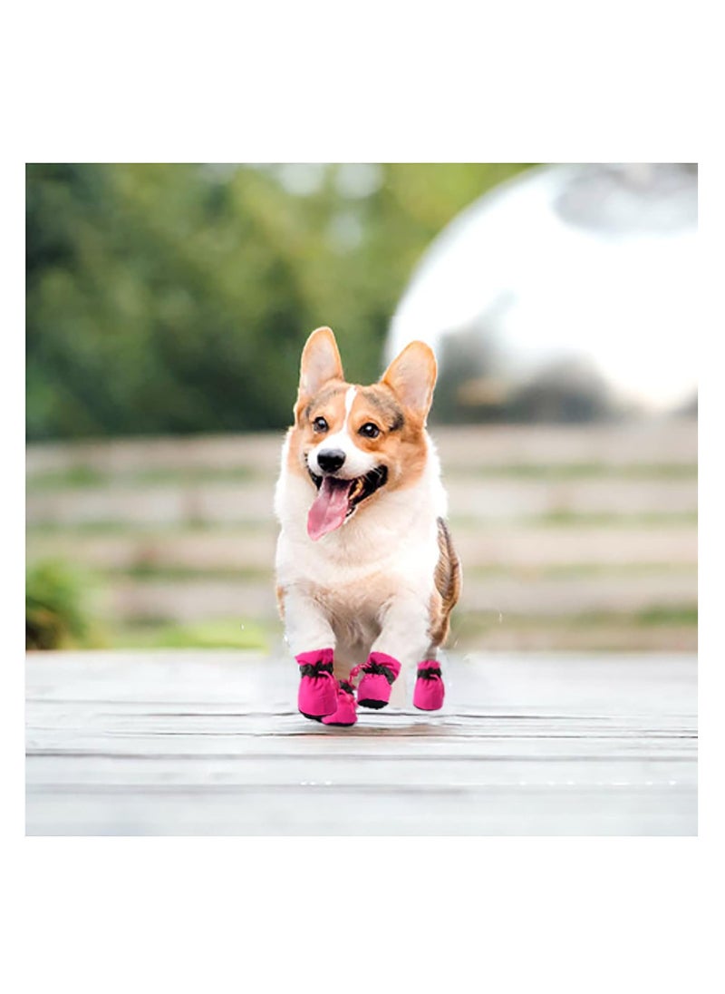 KASTWAVE 2 Pack Dog Shoes for Small Dogs, Anti-Slip Dogs Boots Paw Protector for Winter Snowy Day, Summer Hot Pavement Dog Booties with Reflective Straps, Cat Dog Shoe for Indoor Hardfloors (Pink)  - Image 5