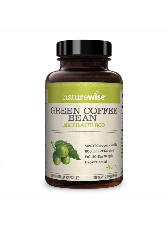 NatureWise Green Coffee Bean 800mg Max Potency Extract 50% Chlorogenic Acids, Raw Green Coffee Antioxidant Support Supplement & Support Healthy Weight Maintenance goals, Non-GMO, Gluten-Free (1 Month) - Image 1