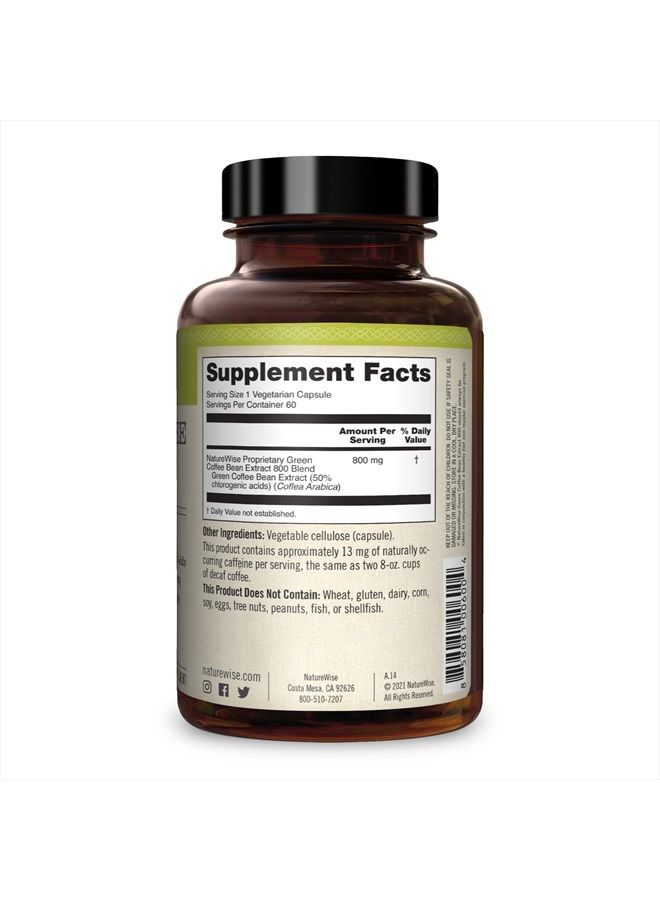 NatureWise Green Coffee Bean 800mg Max Potency Extract 50% Chlorogenic Acids, Raw Green Coffee Antioxidant Support Supplement & Support Healthy Weight Maintenance goals, Non-GMO, Gluten-Free (1 Month) - Image 5