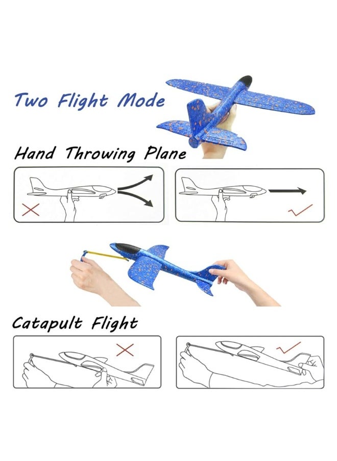 DC-BEAUTIFUL 3 Pack Upgrade 13.6" Airplane Toys, Throwing Plane 2 Flight Modes, Throwing Foam Airplanes with Rubber String Launch, Outdoor Sport Toy Party Favor Birthday Gift for Kids  - Image 5