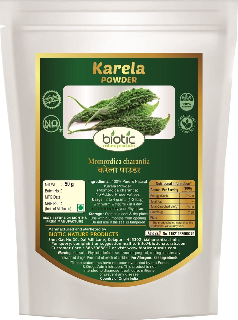 Biotic Natural Neem Leaf, Vijaysar, Belpatra, Gudmar, Kalmegh, Karela and Jamun Seeds Powder - 350gm (50gm each) - Image 4