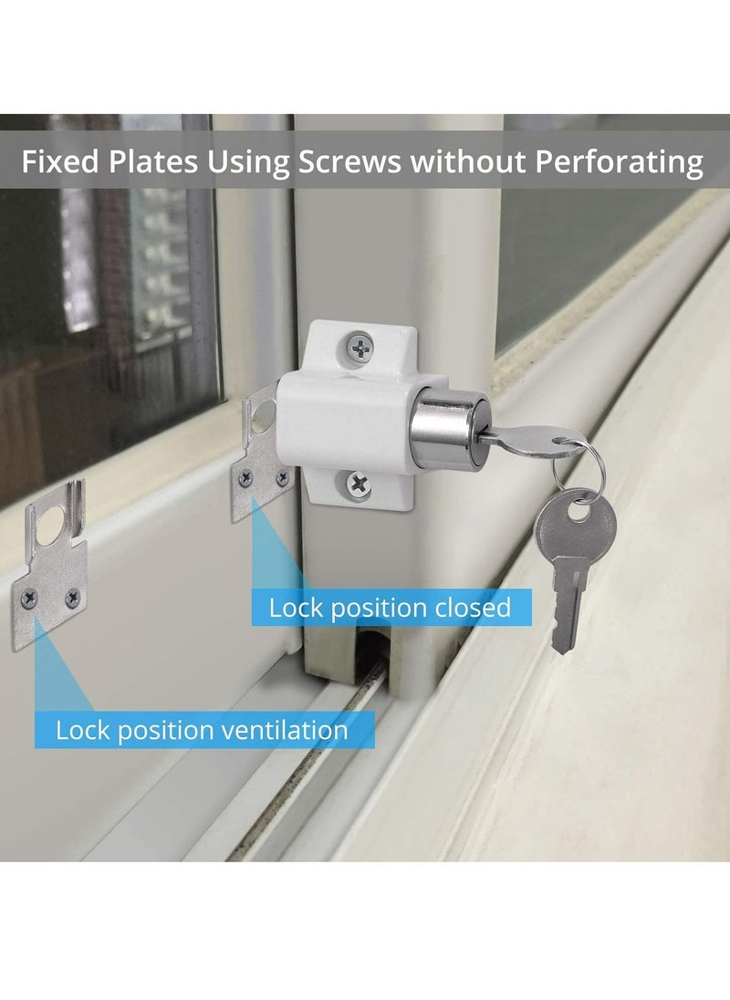 Oasisgalore 2-Pack White Sliding Patio Lock Door Catches Set with Keys for Security  - Image 2