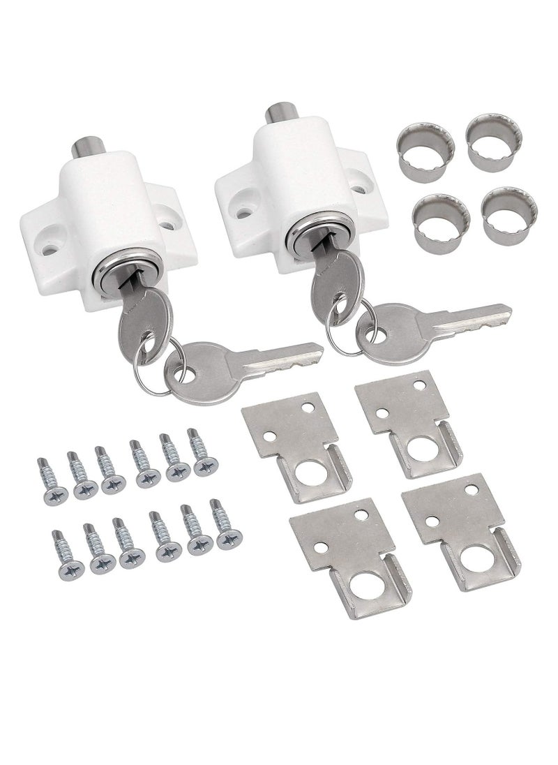 Oasisgalore 2-Pack White Sliding Patio Lock Door Catches Set with Keys for Security  - Image 1