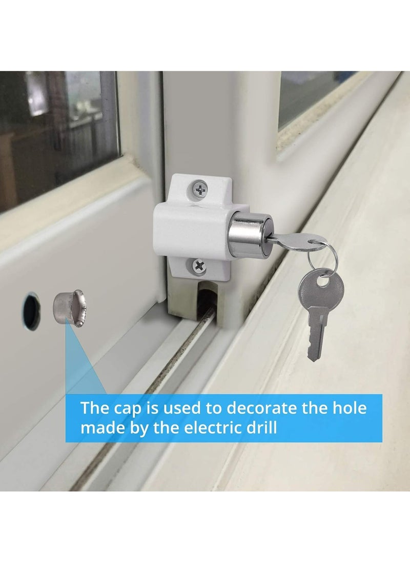 Oasisgalore 2-Pack White Sliding Patio Lock Door Catches Set with Keys for Security  - Image 3