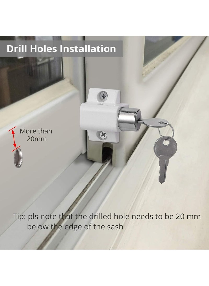 Oasisgalore 2-Pack White Sliding Patio Lock Door Catches Set with Keys for Security  - Image 5