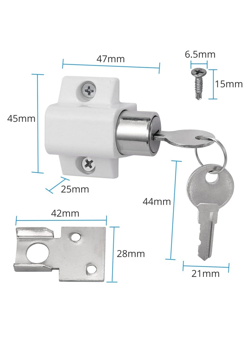 Oasisgalore 2-Pack White Sliding Patio Lock Door Catches Set with Keys for Security  - Image 4