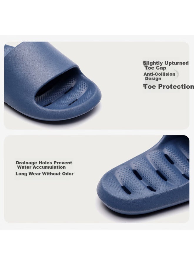 Xggc Couple Bathroom Slippers Men Summer Home Indoor Eva Water-draining Non-slip Quick-dry Gray Size 44-45 - Image 2