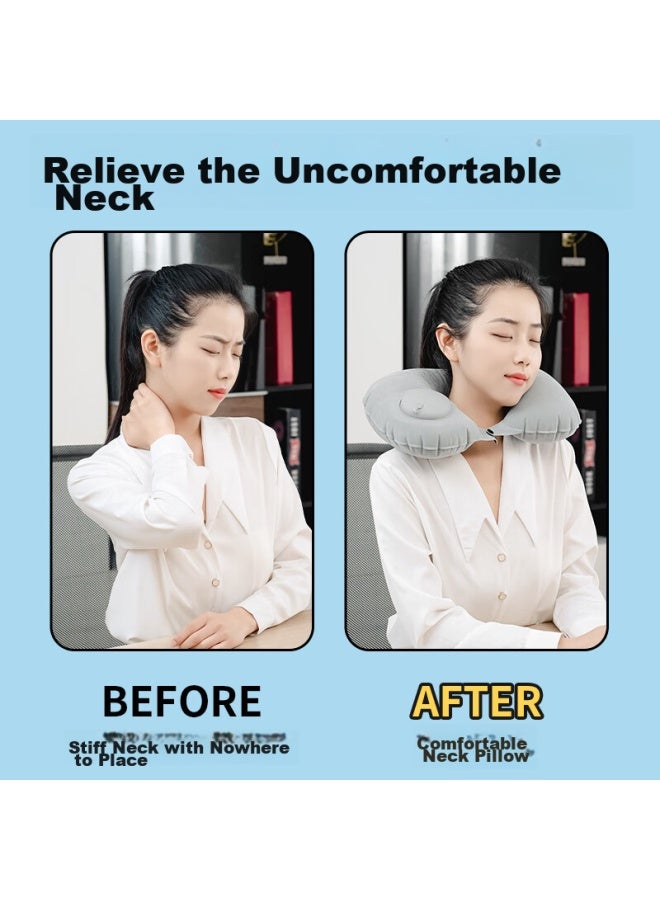 TA Ta Inflatable U-shaped Pillow For Travel, Airplane, High-speed Rail, Train, Sleeping, Headrest, Neck Pillow, Cervical Support, Backrest  - Image 5