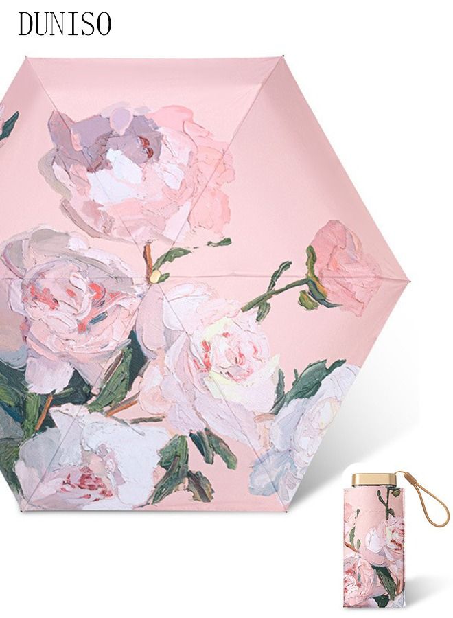 DUNISO Mini Windproof Folding Travel Umbrella Anti-UV Sun And Rain Umbrellas Compact Portable For Women - Image 1