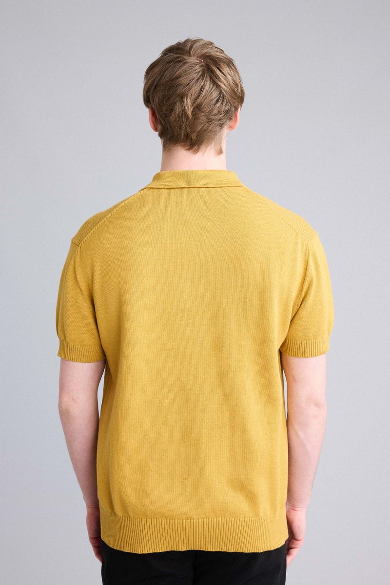 DeFacto Yellow Man Short Sleeve Polo Shirt Casual - Image 5