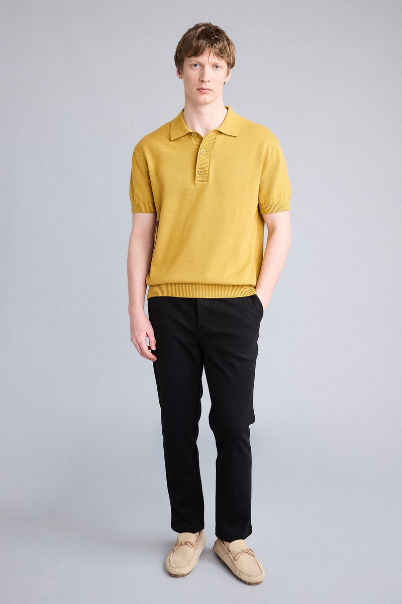 DeFacto Yellow Man Short Sleeve Polo Shirt Casual - Image 2