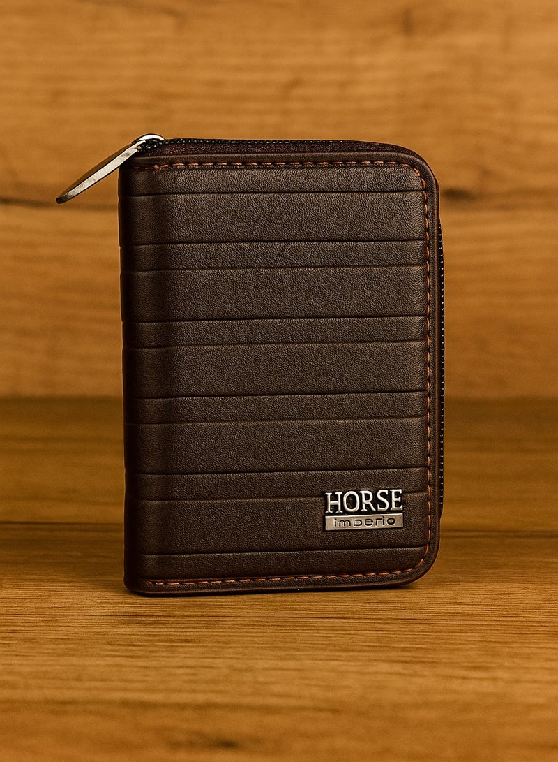 Horse Card Wallet - High Quality - Brown - Image 1