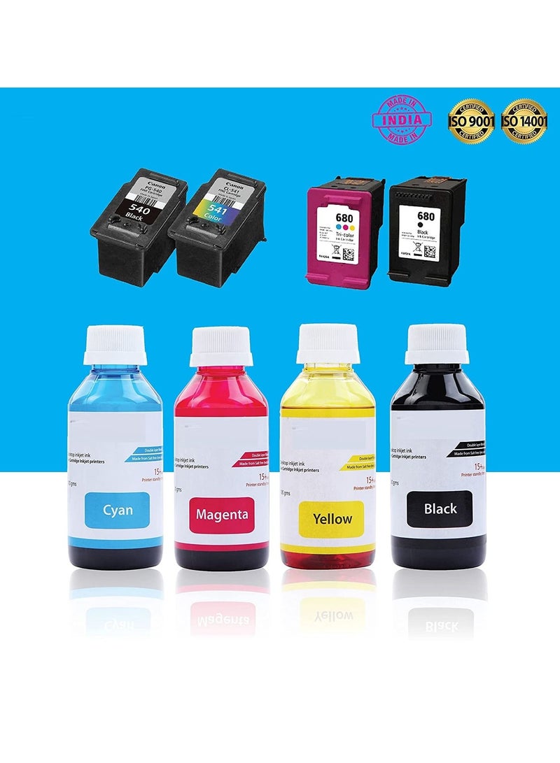 High Yield Inkjet Cartridge Ink Refill Compatible for HP and Canon Cartridge Printers Black Color 3x100ml - Image 3