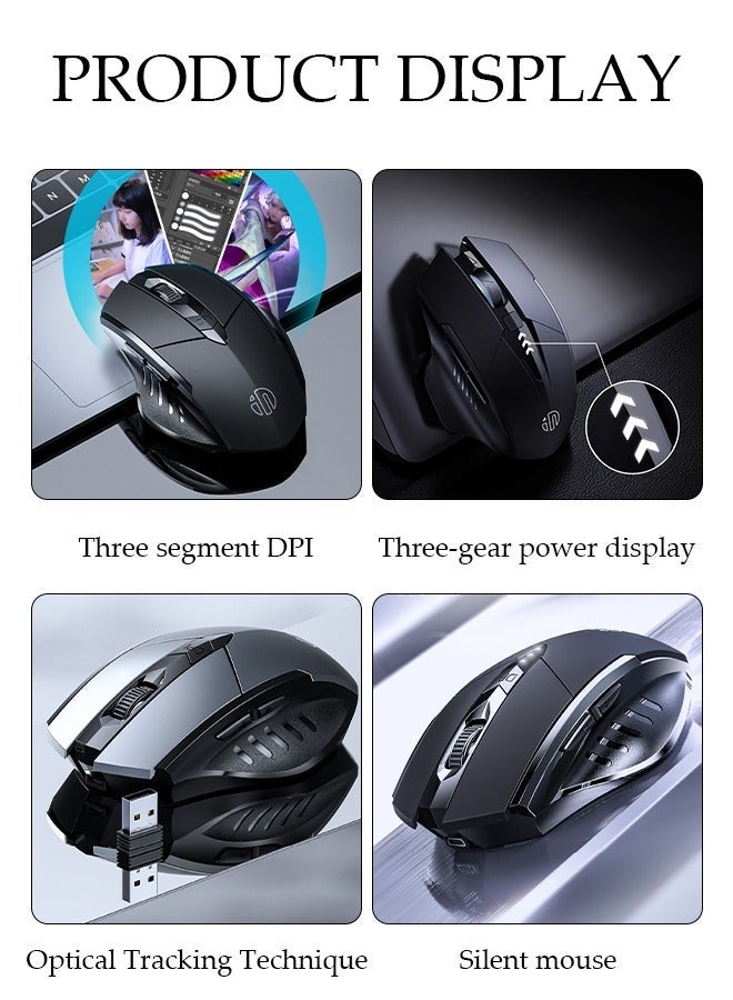 DUNISO Bluetooth Mouse Wireless Mouse 2.4G with 6 Buttons 3 Adjustable DPI Battery DisplayLevels Ergonomic Computer Mouse for Laptop Computer Mac PC Windows Chromebook Notebook - Image 3