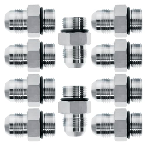 AKM Straight Hydraulic Hose Adapter Fittings 64000606 38 Male JIC 91618 thread x 38 Male ORB 91618 thread Connectors x 10 pack - Image 1