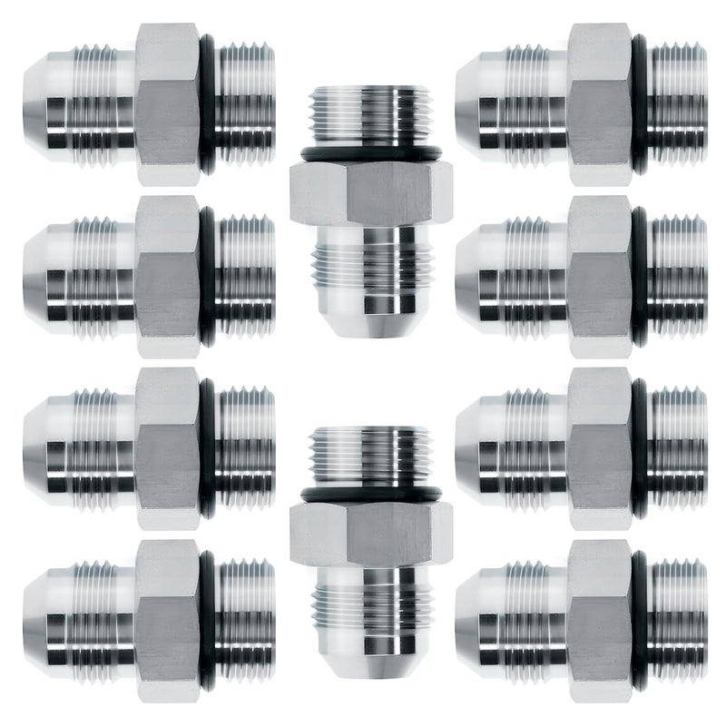 AKM Straight Hydraulic Hose Adapter Fittings 64000606 38 Male JIC 91618 thread x 38 Male ORB 91618 thread Connectors x 10 pack - Image 2