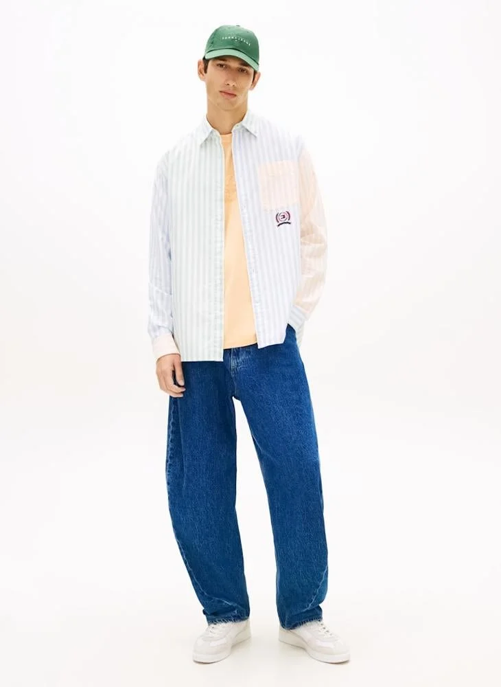 TOMMY JEANS  Relaxed Fit Colour-Blocked Stripe Oxford Shirt for Men | Best Price UAE