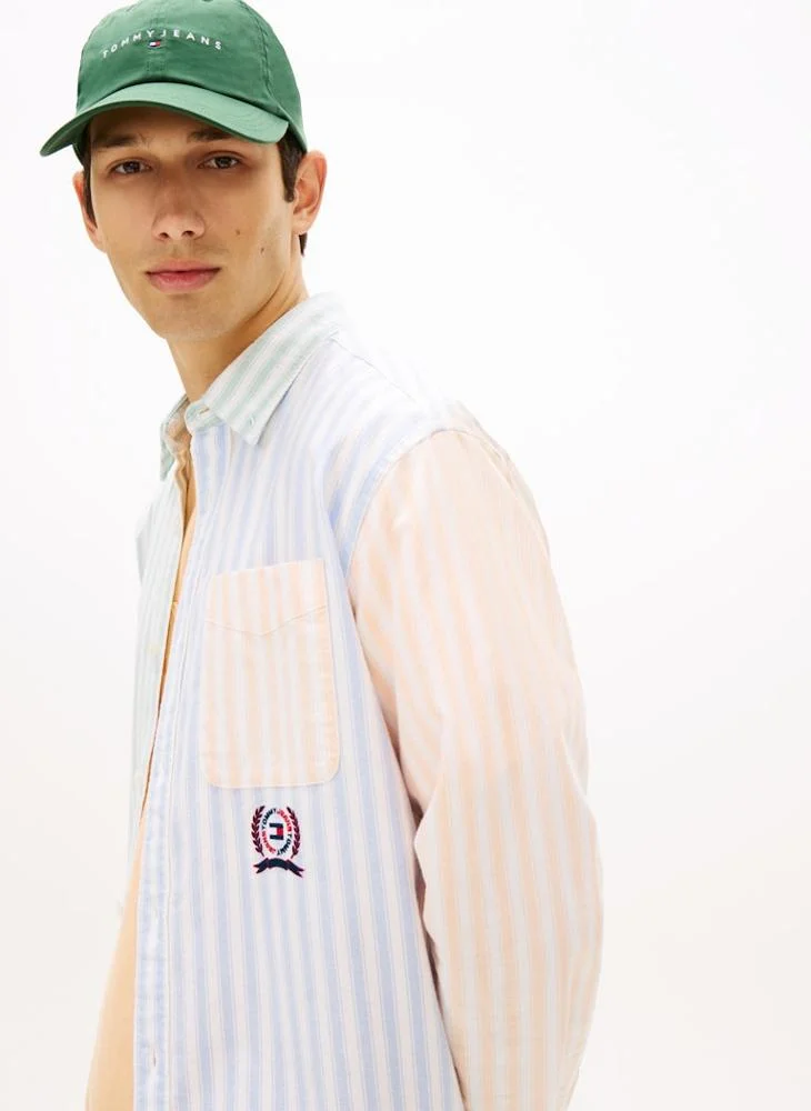TOMMY JEANS  Relaxed Fit Colour-Blocked Stripe Oxford Shirt for Men | Best Price UAE