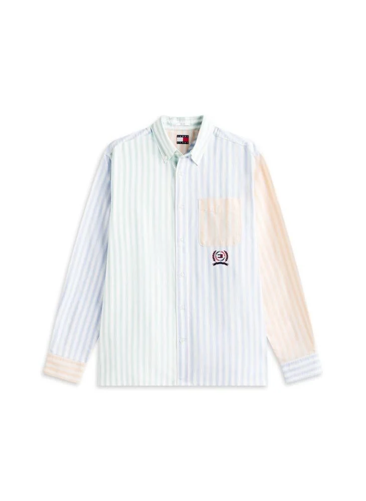 TOMMY JEANS  Relaxed Fit Colour-Blocked Stripe Oxford Shirt for Men | Best Price UAE