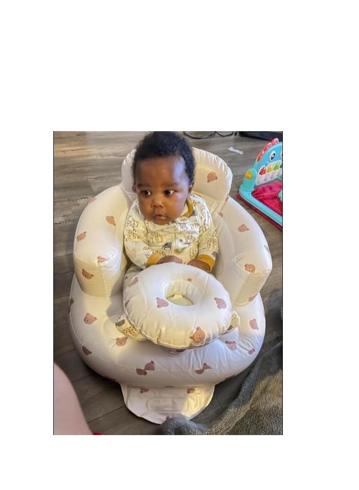 Daytoyz Baby Inflatable Seat for Babies 3-36 Months, Built in Air Pump, Bear Baby Support Seat Summer Toddler Chair for Sitting Up, Baby Shower Chair Floor Seater, Infant Back Support Sofa - Image 2